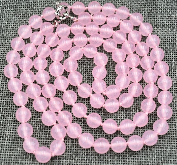 

fine natural 8mm pink jade beads gemstone necklace 32, Silver