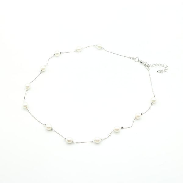 

korean fashion pearl pendant choker necklace women's wedding party clavicle chain accessories gifts for the new year, Silver