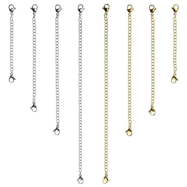 

8 pcs stainless steel necklace extender bracelet extender chain set 4 different length: 6 inch 4 inch 3 2 (4, Silver