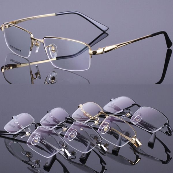 

men pure titanium eyeglass frames half rimless glasses spectacles myopia rx able, Black