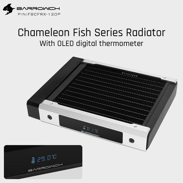 

fans & coolings barrowch fbcfrx-120 chameleon fish modular 120mm radiator with oled display acrylic/pom inlet module suitable for fan
