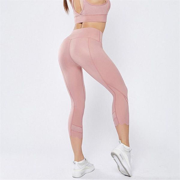 

women slim peach hip yoga pants fitness sport leggings calf length tights sportswear bodybuilding high elastic sports pants, White;red
