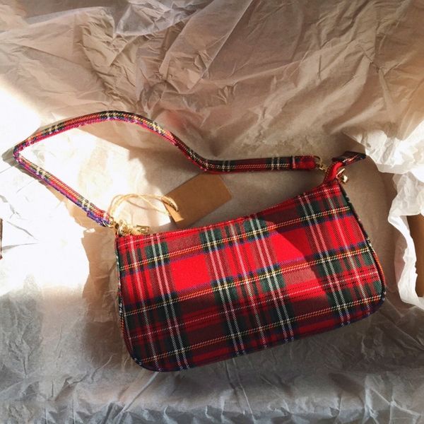 

2020 vintage retro bags designer ladies hand bags french plaid red bag woman elegant small bolsa feminina shoulder%10