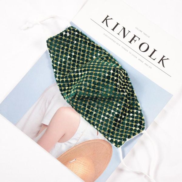 

ice silk sequins protective mask pm2.5 dustproof mouth cover washable face masks fashion bar dance earloop cotton cycling mask dhl