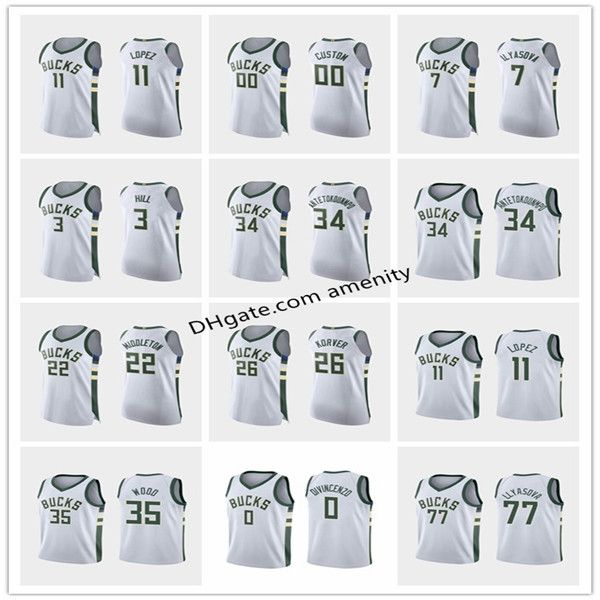 

milwaukee bucks 34 antetokounmpo 22 middleton 0 divincenzo 11 lopez basketball jerseys donte khris giannis brook edition jersey, Black
