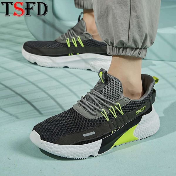 

mesh breathable summer men's sneakers lace-up sports shoes men light soft shoes running man large size low walking shoe e6