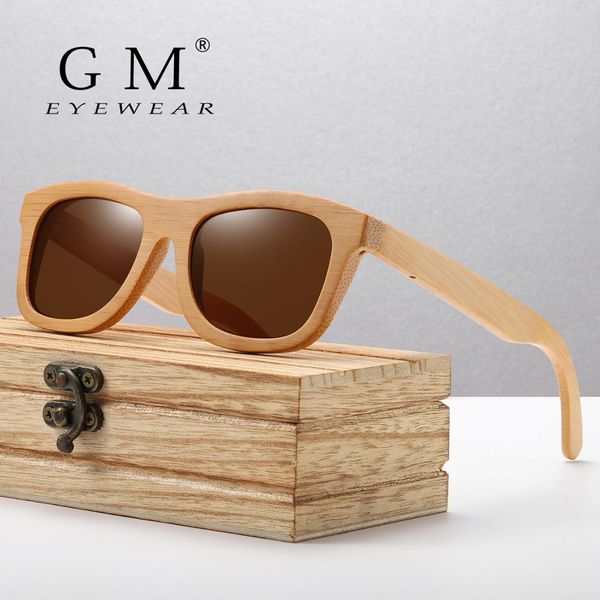 

gm vintage bamboo wooden sunglasses handmade polarized mirror fashion eyewear sport glasses in wood box, White;black