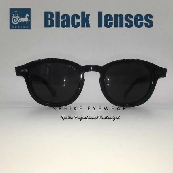

speike customized vintage black sunglasses johnny depp lemtosh style retro dark porlarized glasses can be myopia sunglasses, White;black