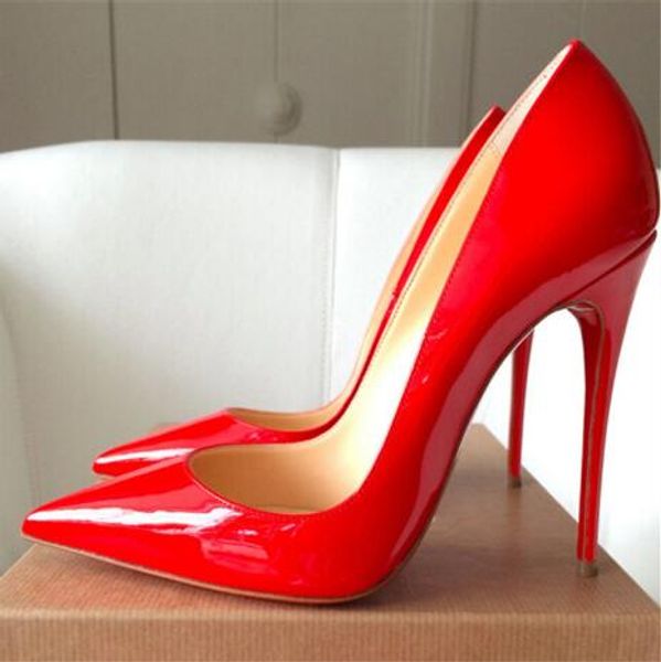 

classics pumps women high heel shoes red patent leather high heels shoes for wedding party stiletto heels pointed toe, Black