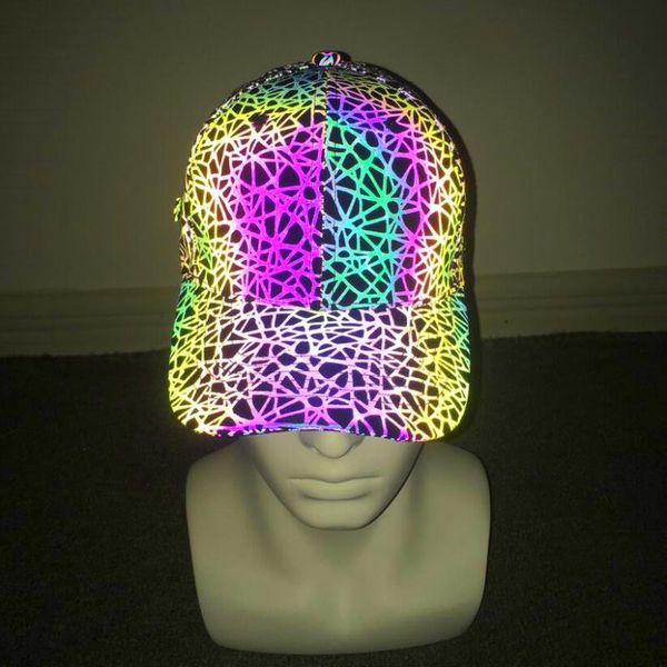 

2020 new geometric dazzling reflective baseball caps for men and women casual hip-hop fantasy nightshade hats, Blue;gray