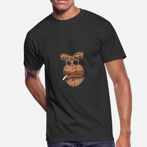 

gorilla smoking cigarette shirt king kong t shirt men printing 100% cotton o neck anti-wrinkle new fashion spring unique shirt