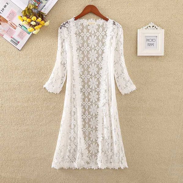 

women's jackets fashion ladies lace patchwork beach holiday medium long cardigan 2021 summer solid casual thin shawl women wild coat, Black;brown