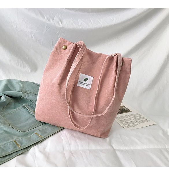 

solid corduroy shoulder bags environmental shopping bag tote package crossbody bags purses casual handbag for women mujer bolsas