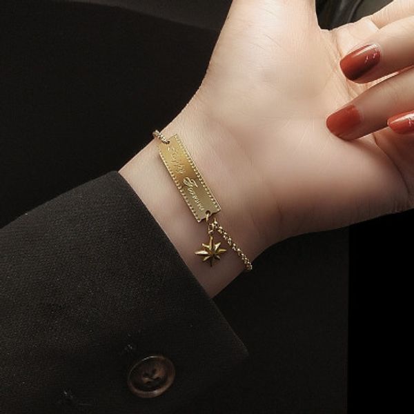 

titanium geo bar star chain charm bracelets women classic jewelry gifts gown sweet boho trendy ins simply, Black