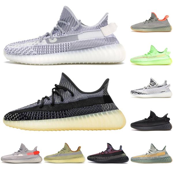 

2020 kanye yecheil black static 3m reflective zebra men women running shoes cloud true bred mens trainer sports sneakers good quality, White;red