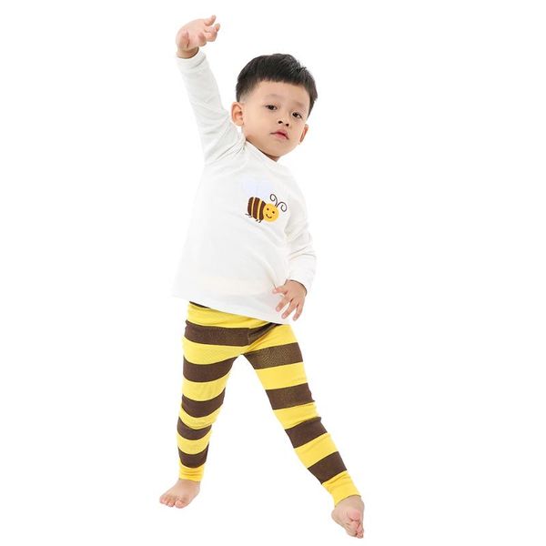 

summer pijama homme bee pajamas children animal sleepwear boys girls cotton long sleeve pajamas cartoon full round neck, Blue;red