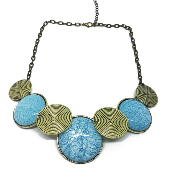 

european and american fashion retro exaggerated metal round necklace short necklace fashion, Silver