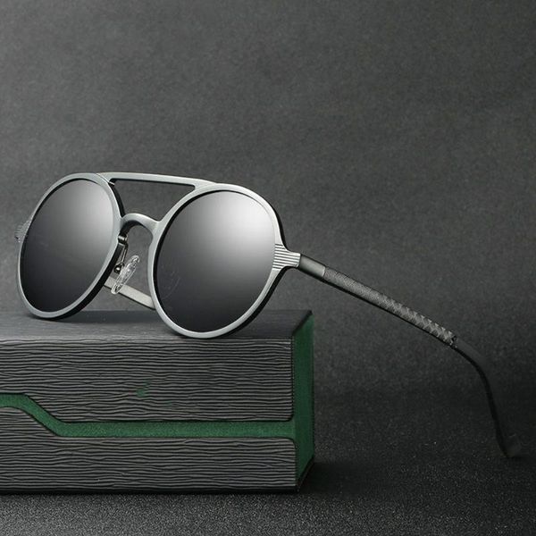 

brand aluminum magnesium sun glasses polarized coating mirror driving sunglasses round male eyewear for men/women, White;black