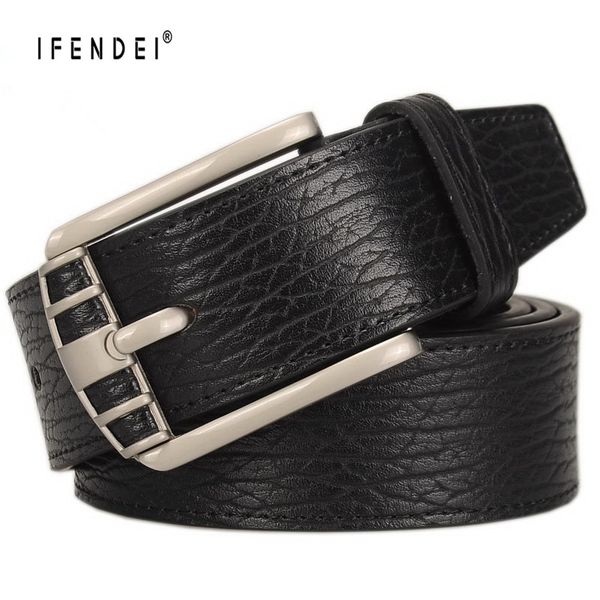 

ifendei luxury designer alloy pin buckle leather belt for jeans men 2020 belt fashion leather, Black;brown