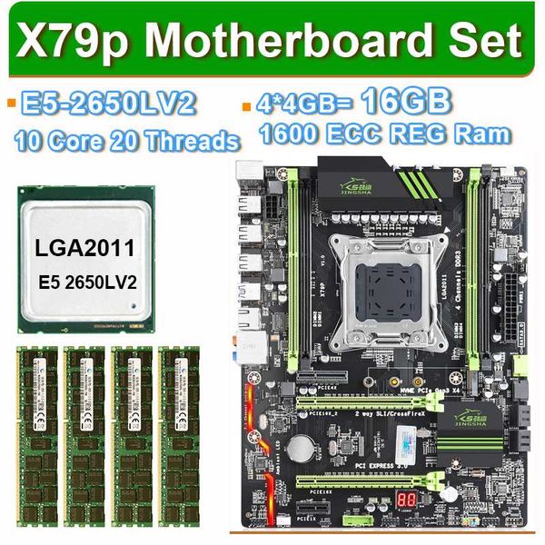 

jingsha x79p motherboard set with 4x4gb=16gb 1600mhz ddr3 ecc reg memory xeon e5 2650l v2 usb3.0 sata3 pci-e m.2 ssd nvme