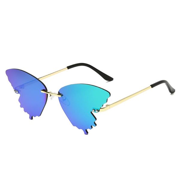 

brand design fashion cat eye sunglasses women rimless metal sun glasses mirror sunglass uv400 shades eyewear, White;black