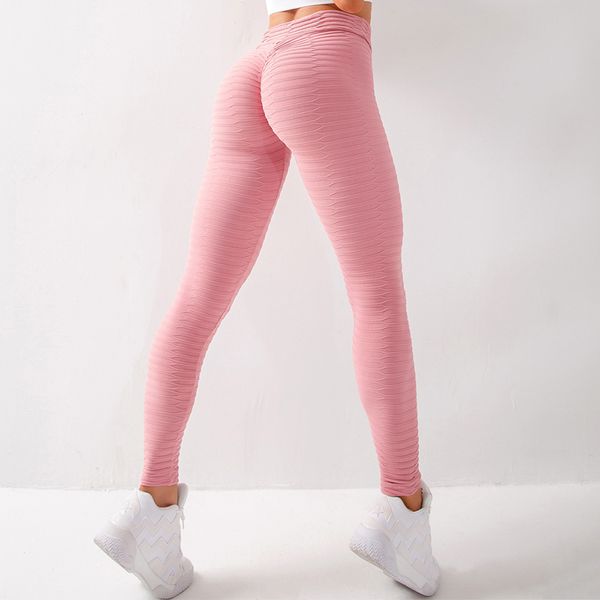 

pink high waist yoga pants tummy control slimming booty scrunch leggings workout running butt lift sport tights women, White;red