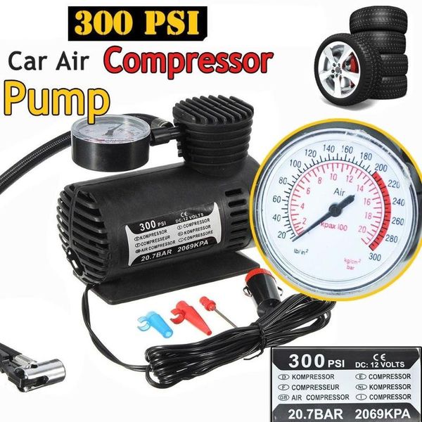 

new portable electric inflator 12v 300 psi mini electric air compressor kit mini black car tire inflator for ball bicycle