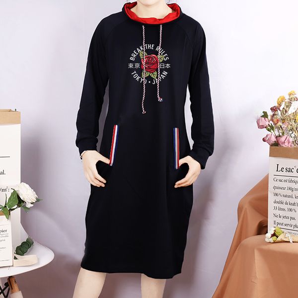 

fall bodycon women dress fashion japanese style rose print long sleeve plus size vintage short dress casual mujer party, Black;gray