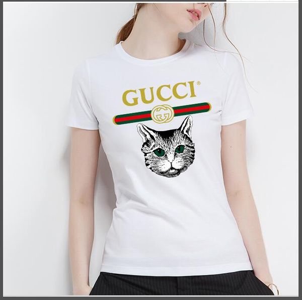 

2020 round-neck t-shirt for women 2019 new slim style simple all-in-one color printing inside pure cotton brand t-shirt, White