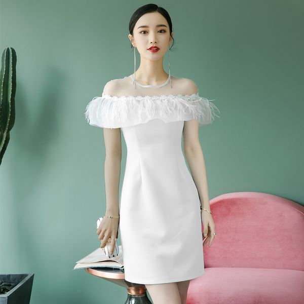 

ethnic clothing evening dresses elegant lace feather tassel gowns formal dress styles women prom party, Red