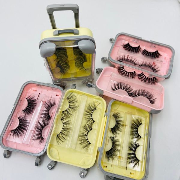 

false eyelashes in innovate packaging box luggage lashes suitcase mink lashes packing fluffy and curly case