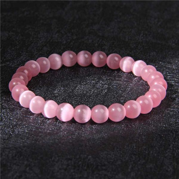 

beaded, strands natural stone beads bracelet for women red cat eye opal elastic bangle jewelry, Black