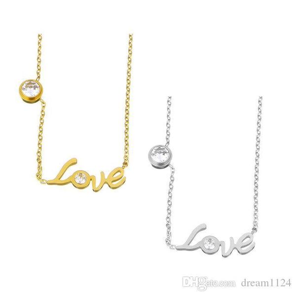 

fashion christmas gift rhinestone crystal love word statement necklace choker for women fashion jewelry ing, Silver