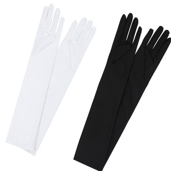 

women party gloves party gloves 22'' long black white satin finger mittens a0409, Blue;gray
