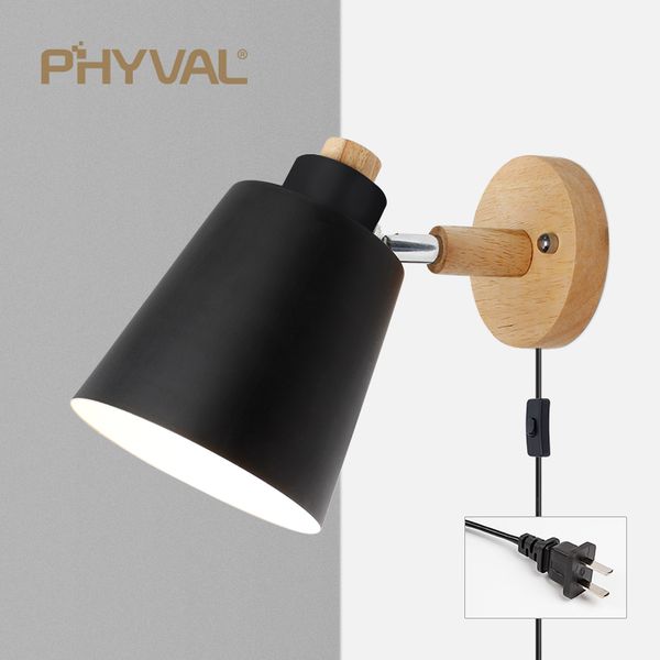

wall lamp phyval nordic with switch iron e27 macaroon 6 color bedside led eu/us plug sconce light