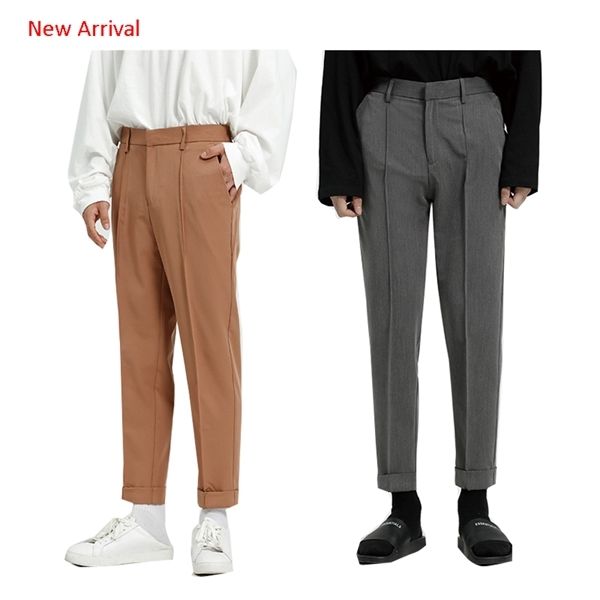 

2020 autumn solid men's casual trousers slim tapered trousers for men, Black
