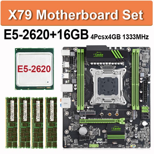 

x79 материнских плат lga 2011 combo xeon e5 2620 комплект процессора 16gb = 4 х 4 гб оперативной памяти ddr3 1333 мгц ddr3 ecc reg usb3 sata