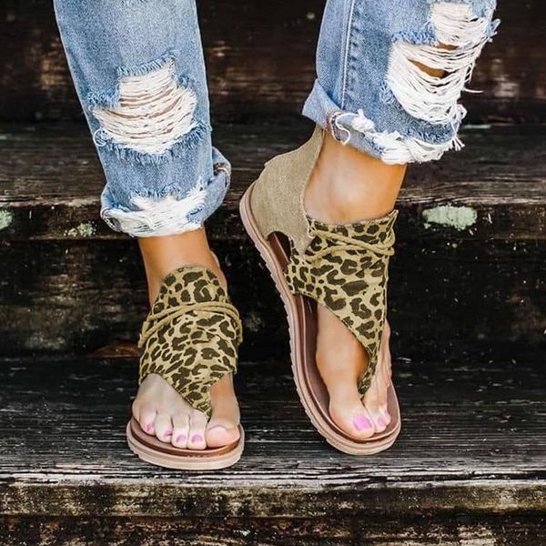 

2020 seller - women sandals leopard pattern large size rome sandals women's anti-slip selling wedges summer shoes, Black
