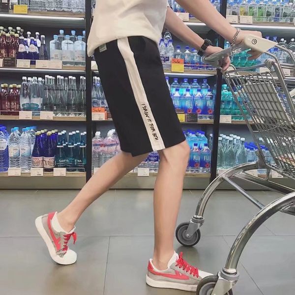 

men's shorts letter print men sports beach trousers cotton bodybuilding sweatpants fitness jogger gyms 2021, White;black