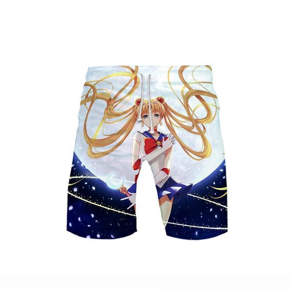 

sailor moon 3d shorts print men 2019 casual cool and breathable harajuku new arrival summer beach shorts k-pops plus, White;black