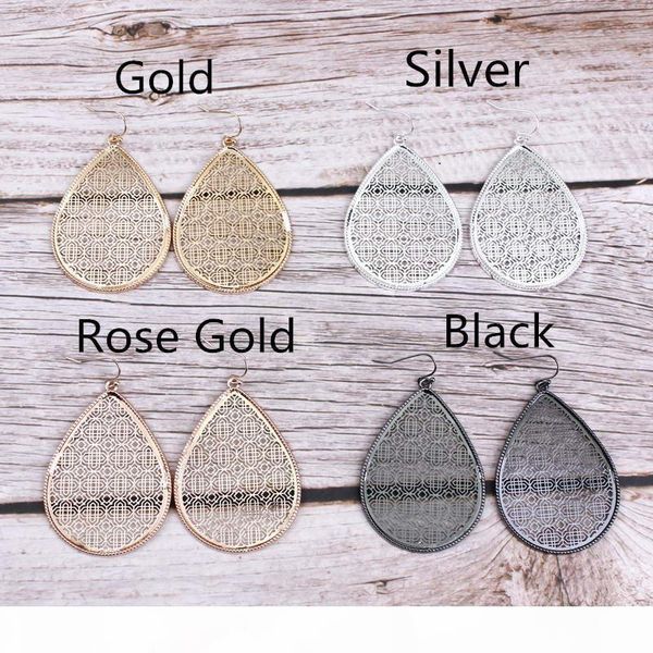 

мода new gold cut out филигрань teardrop мотаться серьги для женщин 2020 уникальных коренастого water drop ювелирных аксессуаров, Silver