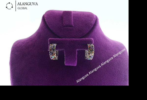 

hoop & huggie shiny earring silver colorful, Golden;silver