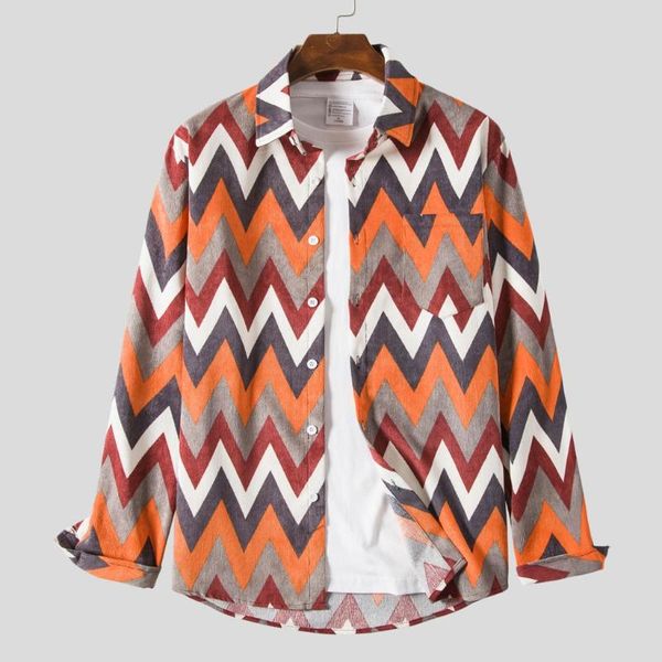 

striped button up shirt men splicing striped corduroy shirt dress men leisure long-sleeved blouse streetwear chemise homme, White;black