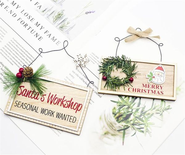 

новый год деревянная дверь висит знак рождественская елка орнамент рождественские украшения для дома деревянный кулон navidad подарок