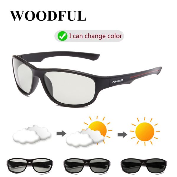 

woodful pchromic square sport sunglasses men driving polarized color change black classic sun glasses women chameleon shades, White;black