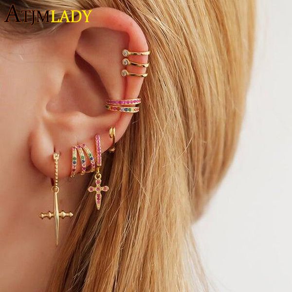 

dangle & chandelier 2021 925 sterling silver lucky sword faith cross clear cz drop earrings for women fashion earring jewlery