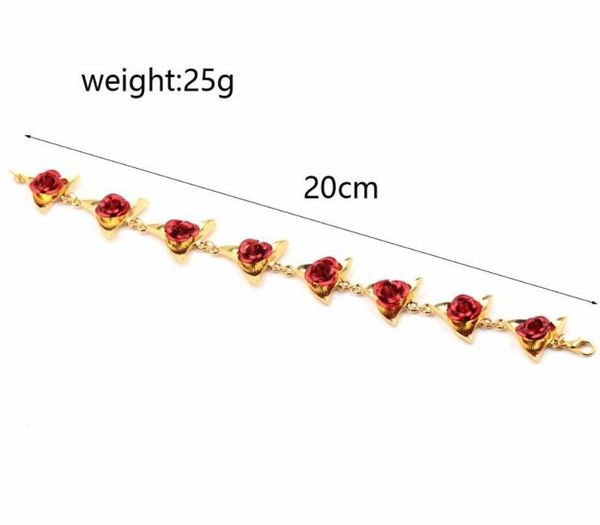 

bracelet women red rose flowers wrist bracelet chain for lady wedding party jewelry bridesmaid bracelets charm3a, Golden;silver