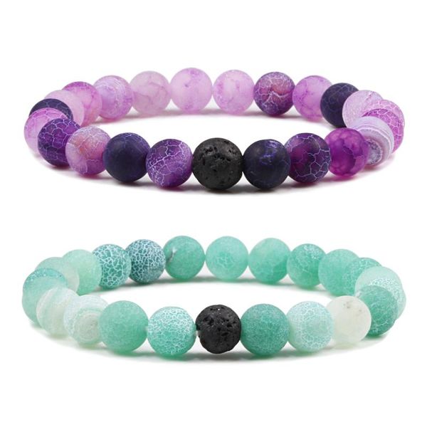 

natural 8mm green weathered stone women elastic onyx beaded bracelets bangles men bileklik distance couple bracelet jewelry gift, Black