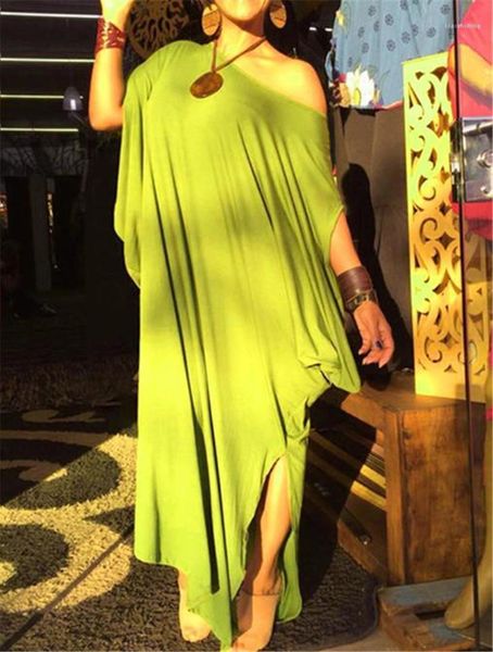 

half sleeve natural color dresses summer new style womens dresses fashion one-shoulder loose asymmetrical dresses casual, Black;gray