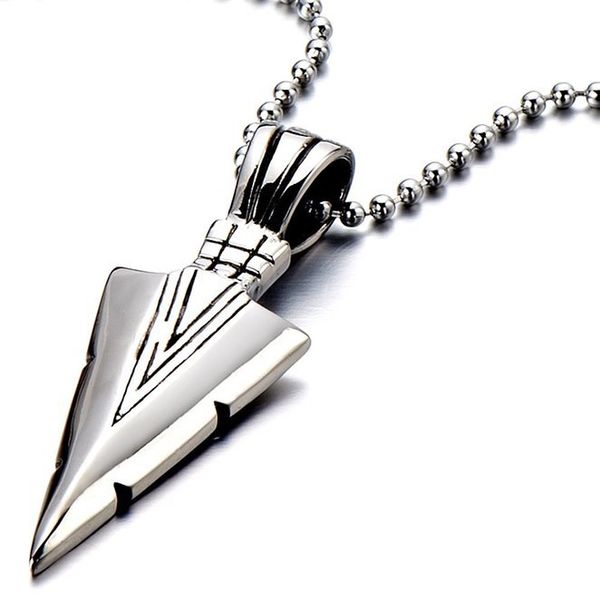 

mf jewelry popular arrow necklace stainless steel pendant short keel chain men's retro jewelry, Silver